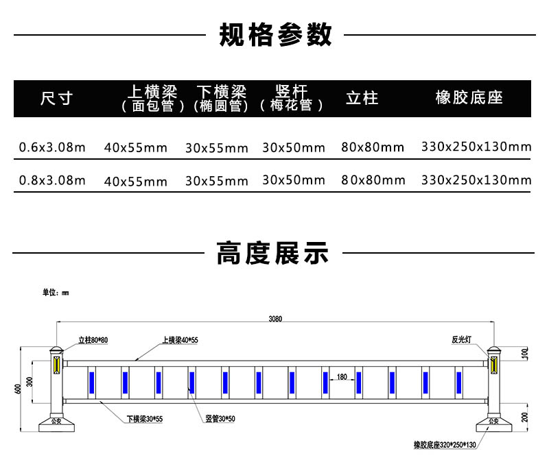 京式護欄都有哪些尺寸